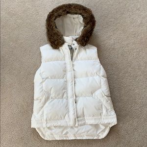 J. Crew white vest with faux fur lining